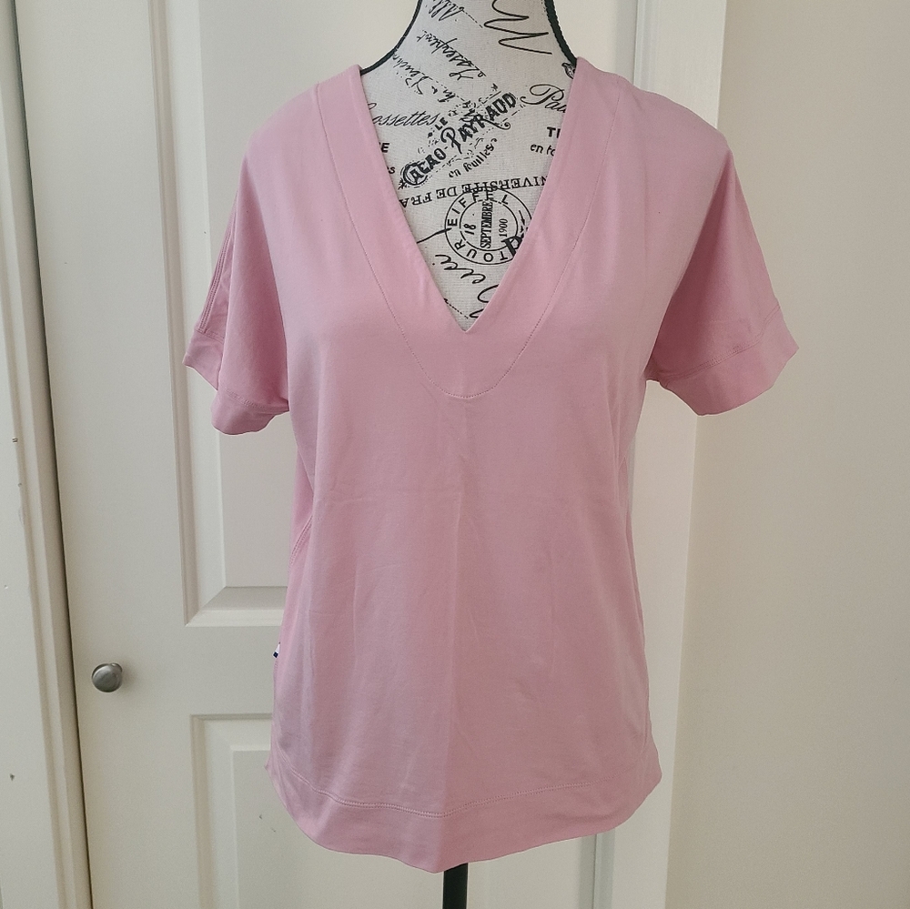 KIT AND ACE T Shirt Pink V Neck Reversible Size Small Womens